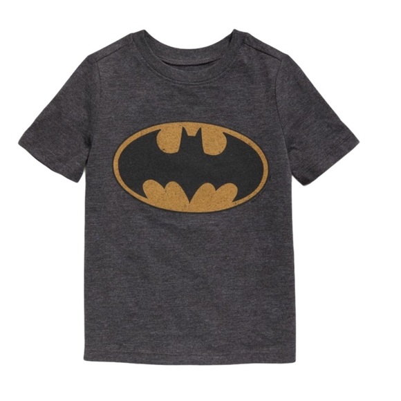 OLD NAVY BATMAN DC Comics Bat Signal Logo Tee/Top With Cap Sleeves Grey Boys 2T - Picture 1 of 14